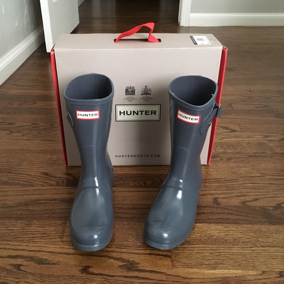 Hunter Shoes - New Hunter Original Short Rain Boots In Gloss Gray